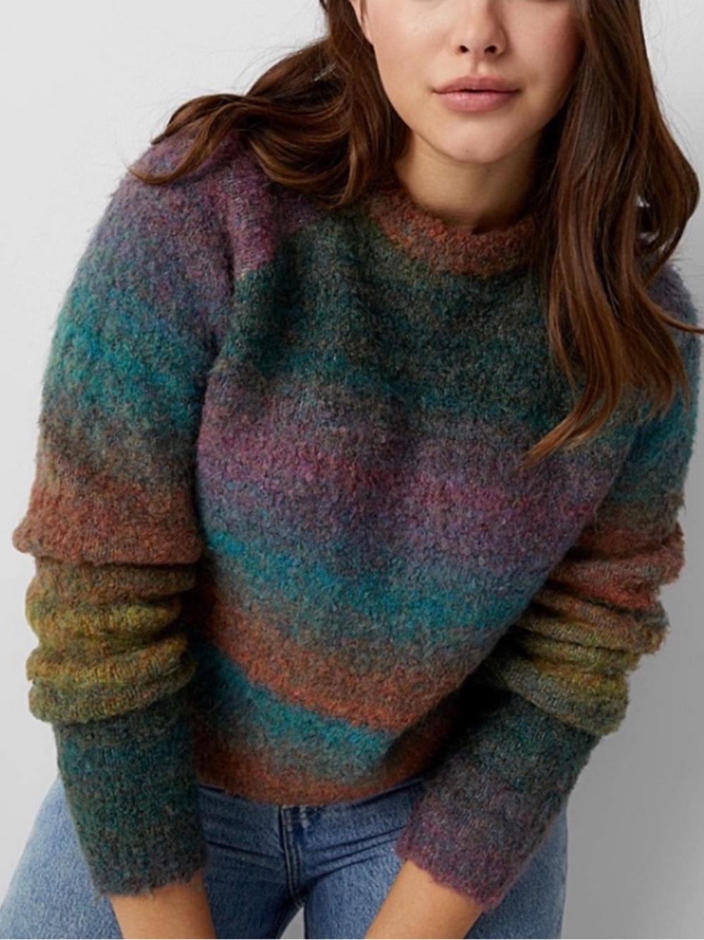 Simons Twik Multicoloured Ombré Striped Cropped Knit Sweater